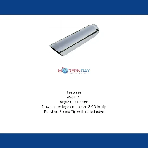 Exhaust Tip 3_in Cut Angle Polished SS 2.5_in Weld-On Flowmaster